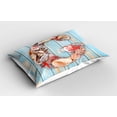thumbnail image 2 of Ambesonne Letter G Pillow Sham 2 Pack, Pale Wooden Background, 36"x20", Dark Coral Pale Blue, 2 of 3
