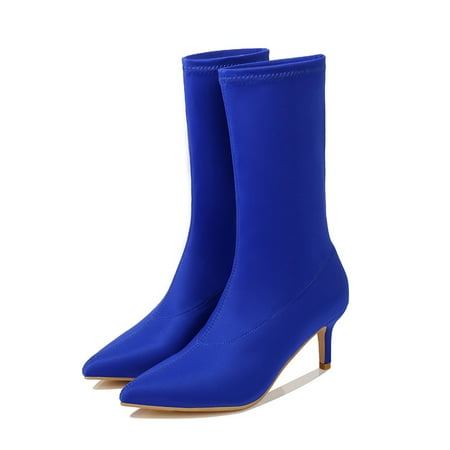 

Autumn Women Sock Boots Stretch Fabric High Heels Pointed Toe Ankle Boots Pumps Stiletto Lady Shoes