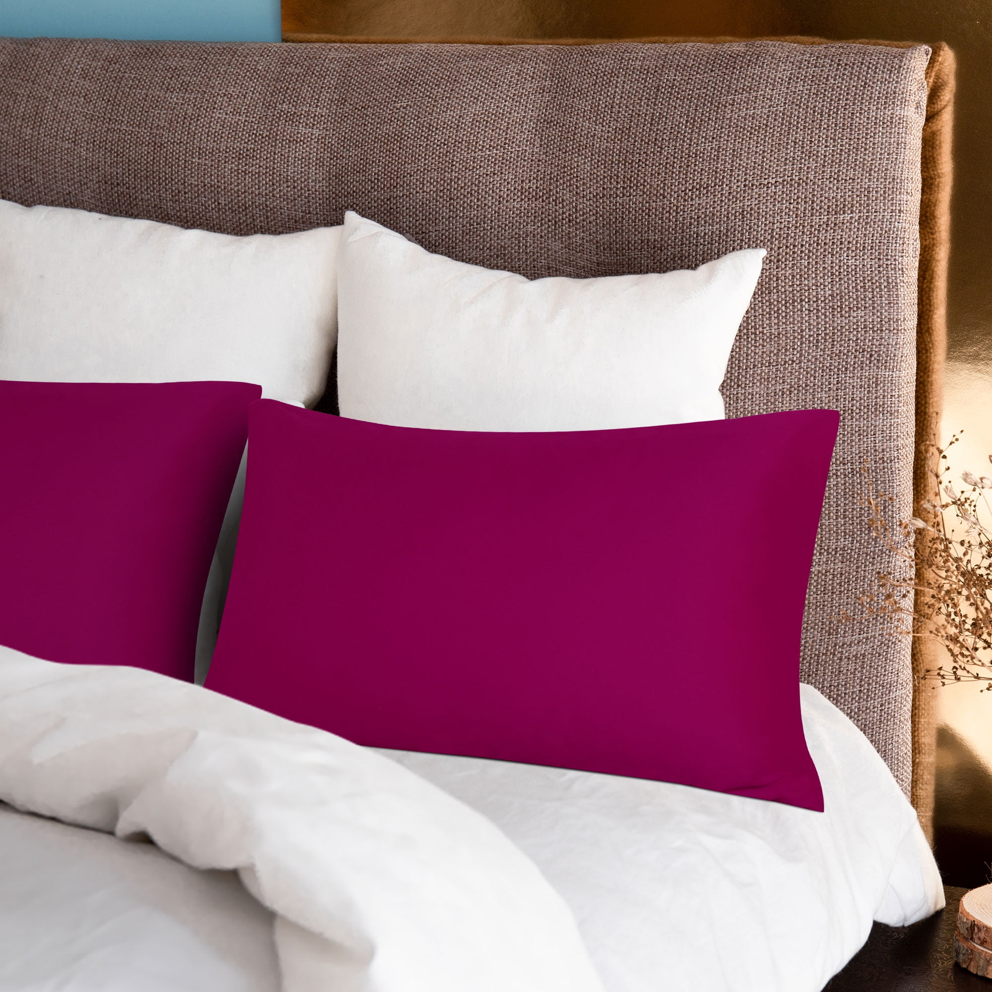 PiccoCasa Egyptian Cotton 300 Thread Count Pillowcase, King, Rose, 2