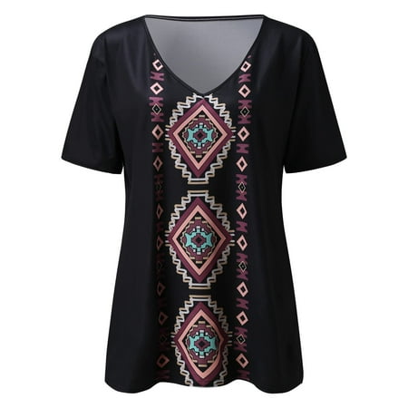 

Womens Tops Oversized T Shirts for Women Trendy Woman Causal V-Neck Printed Blouse Short Sleeve T-Shirt Summer Tops Backless Top Summer Savings Clearance 2022 White Crop Top Red M
