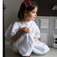 thumbnail image 5 of HOMADLES Big Girls Dress Solid Crewneck Linen Stretch Summer Loose Princess Dress Dress White 12 Months, 5 of 9