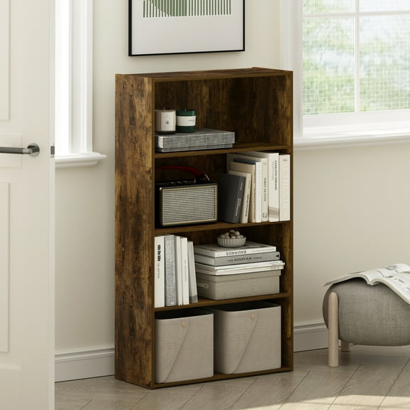 Furinno Pasir 4 Tier Open Shelf in Amber Pine