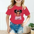 thumbnail image 2 of Tfken Toddler Girl Kids T-Shirts Crew Neck Short Sleeve Tops Cartoon Character Print Fashion Summer Girls Tee Orange Size 9-10 Years, 2 of 5