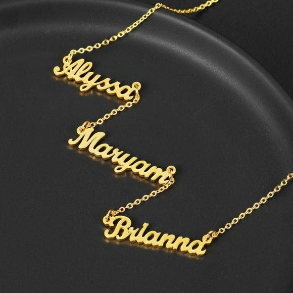 VOLALO Multiple Names Custom Cut Necklace Personalized Gift Stainless Steel Letter Necklace For Mother's Day Anniversary Valentine's Day