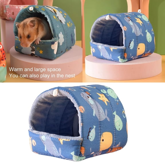Xingjin Pet Cotton Nest Hamster Nest Dutch Hedgehog Nest Semi Enclosed Warm Nest House, Guinea Pig Hideout Bed House Washable Small Animal Cage Accessories S