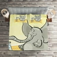 thumbnail image 2 of Ambesonne Animal Quilted Coverlet 3 Pcs, Bathing Mouse, Queen Size, Grey Yellow Cream, 2 of 2