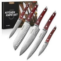 FOHERE 5-Piece Kitchen Knife Set with Ergonomic Pakkawood Handle, Ultra Sharp Chef Knife Set, High Carbon Stainless Steel for Gift