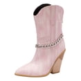 thumbnail image 1 of NECHOLOGY Botas Mujer Adulto Femenino Zapatos Botines de mujer Botas de para mujer, cómodas, retro, , tacón grueso, vaquera occidental, botas de media para niña (Pink, 6.5), 1 of 7