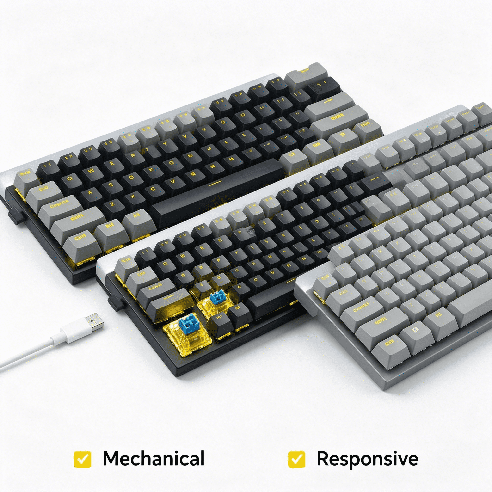 GJX 2026 New Mechanical Keyboard Precision Mechanical Switches 60% Keyboard Quiet Operation Multi-Layered Backlighting Computer Keyboard for Windows for Gaming Typing Office Programming Style 1
