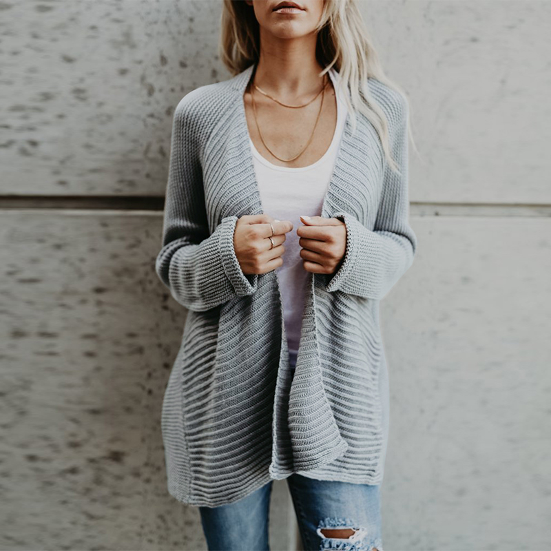 Grey loose knit cardigan Outlet
