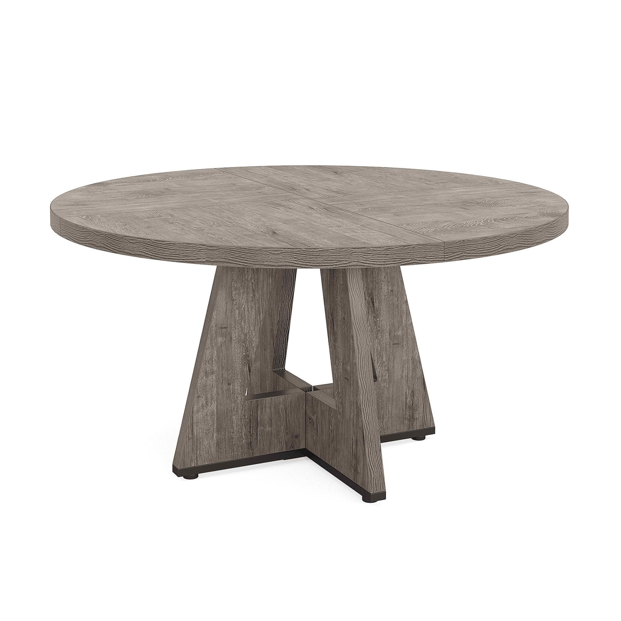 MAYEERTY 47 Inch Round Farmhouse Dining Table, MDF Top Metal Frame Kitchen Table Seats 4 for Home