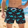thumbnail image 2 of Men's Shorts Drawstring Elastic Waistband Printed Swim Shorts, 2 of 4