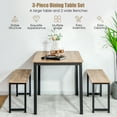 thumbnail image 3 of Patiojoy 3pcs Dining Table Set for 4 Modern Industrial Counter Height Kitchen Table Set with 2 Benches for Dining Room Nature, 3 of 9