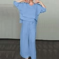 thumbnail image 4 of MSJUHEG Travel Outfits for Women 2 Piece Sets 2 Piece Matching Summer Summer Sets Women 2 Piece Outfits Two Piece Outfits Summer Lounge Sets for Women Sweatsuit Lounge Set Womens Light Blue 2XL, 4 of 9
