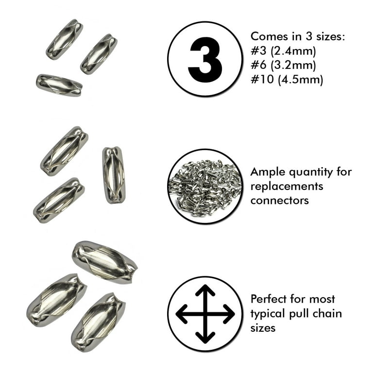 Uxcell 1.5mm 2mm 2.4mm 3.2mm 4mm 5mm 6mm Clasp Fasteners Ball Chain  Connector 1 Set 