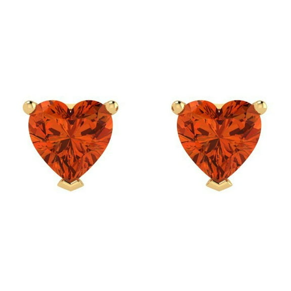 Clara Pucci 1.0 ct Brilliant Heart Cut Studs VVS1 Genuine Conflict free Red Zircon Solid 18K Yellow Gold Designer Everyday Earrings Push back
