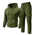 thumbnail image 2 of CCRFTGI Sweat Suits Men Zip Up Hoodie And Straight Leg Cargo Sweatpants Work Out Casual Tracksuits Jogging Suit 2 Piece Outfits Army Green L, 2 of 6