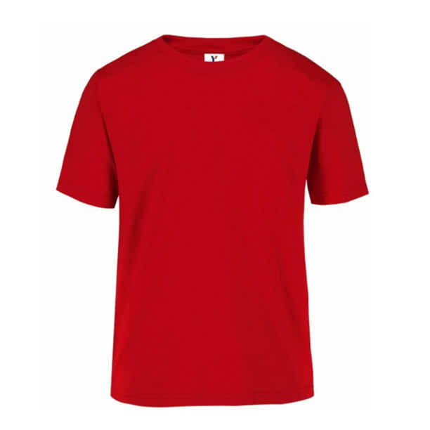 Playera Peso Completo de Cuello Redondo y Manga Corta, Unisex para Jóvenes, Color Rojo, 100% Algodón, Talla Extra Chica Yazbek J0300