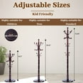 thumbnail image 4 of PUKNLY Wooden Coat Rack Freestanding, Hall Tree Hanger with Resin Hooks, Adjustable Heavy Duty Coat Stand for Hanging Clothes, Bags, Hats, and Umbrellas in Living Room, Bedroom, Entryway, and Hallway, 4 of 8