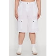 thumbnail image 4 of Womens Plus Size High Waisted Solid Nylon Cargo Shorts, 4 of 5