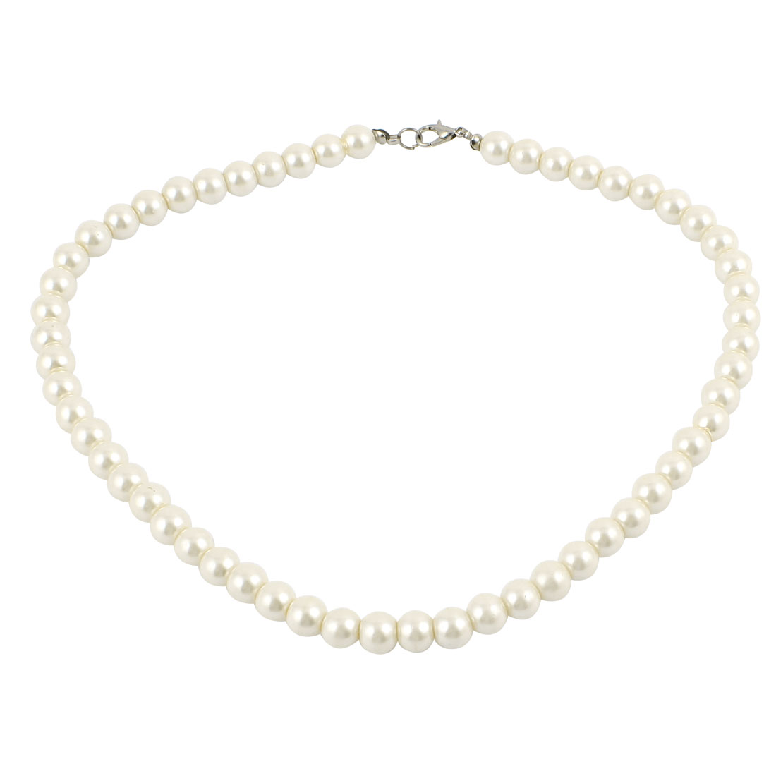 Unique Bargains Lobster Clasp White Faux Pearl Jewelry Chain Linked