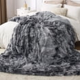 thumbnail image 5 of Soft King Size Blanket for Bed, Fluffy Fuzzy Large King Blanket for Winter, Cozy Plush Sherpa Fleece Faux Fur Blanket, Thick Warm Christmas Blanket Gifts for Women, Men, 108x90, Tie Dye Grey, 5 of 10