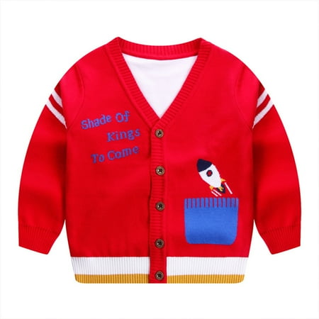 

WOLLED Knitted Sweater for Kids Toddler Cardigan Jacket 1-7Y Boys Girls Sweater Coats Casual V-Neck Sweat Tops