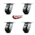 thumbnail image 2 of 4 Inch Heavy Duty Polyolefin Caster Set with Ball Bearings Set of 4 SCC, 2 of 2