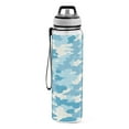 thumbnail image 2 of Blue Camouflage Pattern 1000ml Tritan Sport Bottle Straw LeakProof Food-Grade Portable Wide Handle, 2 of 7