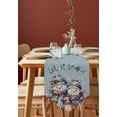 thumbnail image 4 of Table Runner Dresser Scarves Christmas Cute Snowman Lantern Cotton Linen Burlap Table Cover Winter Snowflake on Blue Flax Table Runners for Family Kitchen Dining Holiday Party Banquet Decor, 4 of 5
