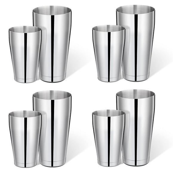 8 Pcs Cocktail Shaker Boston Shaker Set Professional Bartender Kit Bar Shaker Stainless Steel Drink Shaker Bartending Martini Shaker Tin with 18oz & 28oz Mixed Alcohol Sh