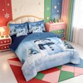 thumbnail image 2 of Manfei Winter Holiday 7-Piece Twin Bedding,Cartoon Xmas Christmas Tree Bedding Comforter Set,Navy Blue Reversible, 2 of 7