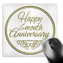 3dRose, Happy 6 month Anniversary. gold text. 6th month together anniversaries, MousePad