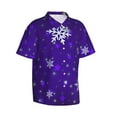 thumbnail image 2 of Balery Dark Purple Snowflakes Print Men's Hawaiian Shirts Short Sleeve Beach Shirt Relaxed Fit Vacation Button Down Shirts-Small, 2 of 9