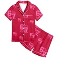 thumbnail image 3 of Kids Girls 67 Pajama Button Short Sleeve Shorts Two Piece Silk Sleepwear Children Valentine's Day Nightwear Outfit for Kids Cozy Loungewear, 3 of 6