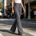 thumbnail image 2 of Womens Work Office Pants High Waisted Bell Bottoms Slim Fit Stretch Flared Dress Pants Trousers for Business Casual Going Out,Gray,L, 2 of 6