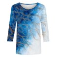 thumbnail image 4 of Craaazy 3/4 Sleeve Tops for Women Loose Fit Crew Neck Vintage Prints Casual T Shirts Plus Size S to 5XL Spring Summer Fall Daily Wear, 4 of 5
