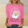 thumbnail image 2 of JURANMO Sales For Today On Walmart Merry Christmas T-Shirt for Women Holiday 3/4 Sleeve Pullover Tops Cute Santa Claus Graphic Tees Casual Round Neck Tunic Blouse Pink M, 2 of 5