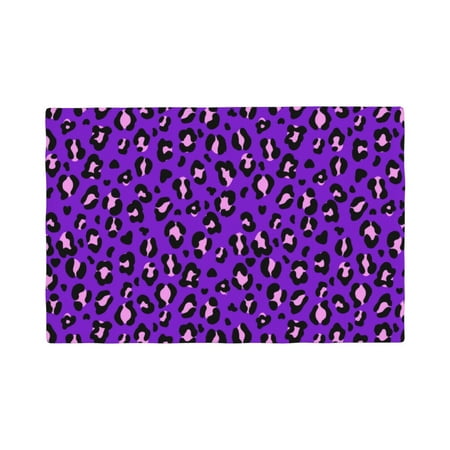 

Table Placemats Set of 4 - pink leopard purple 12x18 In Faux Linen Double Heat Resistant Place Mats Cloth Indoor/Outdoor Placemats Washable Table Mats for Dining Kitchen Party