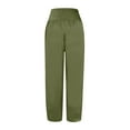 thumbnail image 4 of Cotton Linen Capris For Women Clearance Sale Women's Fashion Fitness Sport Relaxed Loose Elastic Waist Long Sweatpants Solid Color Bound Feet Army Green XXL, 4 of 4