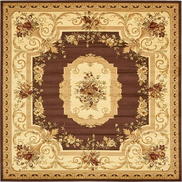 Unique Loom Versailles Medallion Motif Rug 10' x 10' Square Brown/Ivory