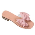 thumbnail image 2 of HNMKIU Women's Sandals Elegant Square Toe Slides with Bow Detail Comfortable Mid Heel Style for Women with Wide Feet Option Beach Shoes Pink,7, 2 of 6