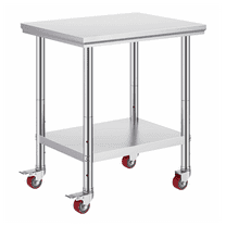Stainless Steel Work Table - 24x30 inch Commercial Prep Table with Wheels - Heavy Duty SUS201 Stainless Steel Kitchen Workstation