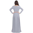 thumbnail image 5 of KOH KOH Long Sleeve Modest Fall Winter Evening Flowy Empire Waist Full Floor Length Cocktail Formal V-Neck Tall Maxi Dress Gown Abaya For Women Gray Grey Small US 4-6 NT021, 5 of 6