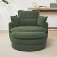thumbnail image 5 of 38” Swivel Accent Barrel Chairs, Swivel Chair with Removable Headrest, Chaise Lounge Indoor with Neck Support Pillow, Swivel Chairs for Living Room, Oversized Chair with Ottoman, Green, 5 of 9