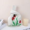 thumbnail image 5 of Unique Bargains 1 Pc Knitted Wrist Bag Flowers Gift Bag Beige, 5 of 5
