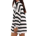 thumbnail image 4 of Women'S Oversized 2 Piece Lounge Outfits Striped Sweater Long Sleeve Top and Shorts Pajamas Sets Black S, 4 of 5