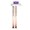thumbnail image 3 of Clara Pucci 14K Rose/White Gold Round Cut 1Ct Natural Amethyst Engagement Ring + Matching Band - Luxury Box Included, 3 of 7