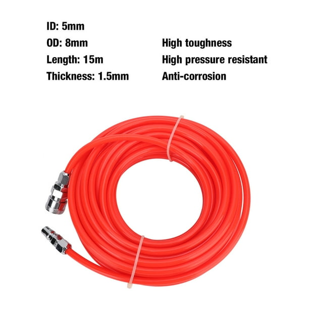 Manguera De Compresor De Aire Flexible De Alta Presión Con Conector Rápido Macho Hembra Manguera De Herramienta Neumática Versátil Roja De 15 M Para Carpintería Y Reparación