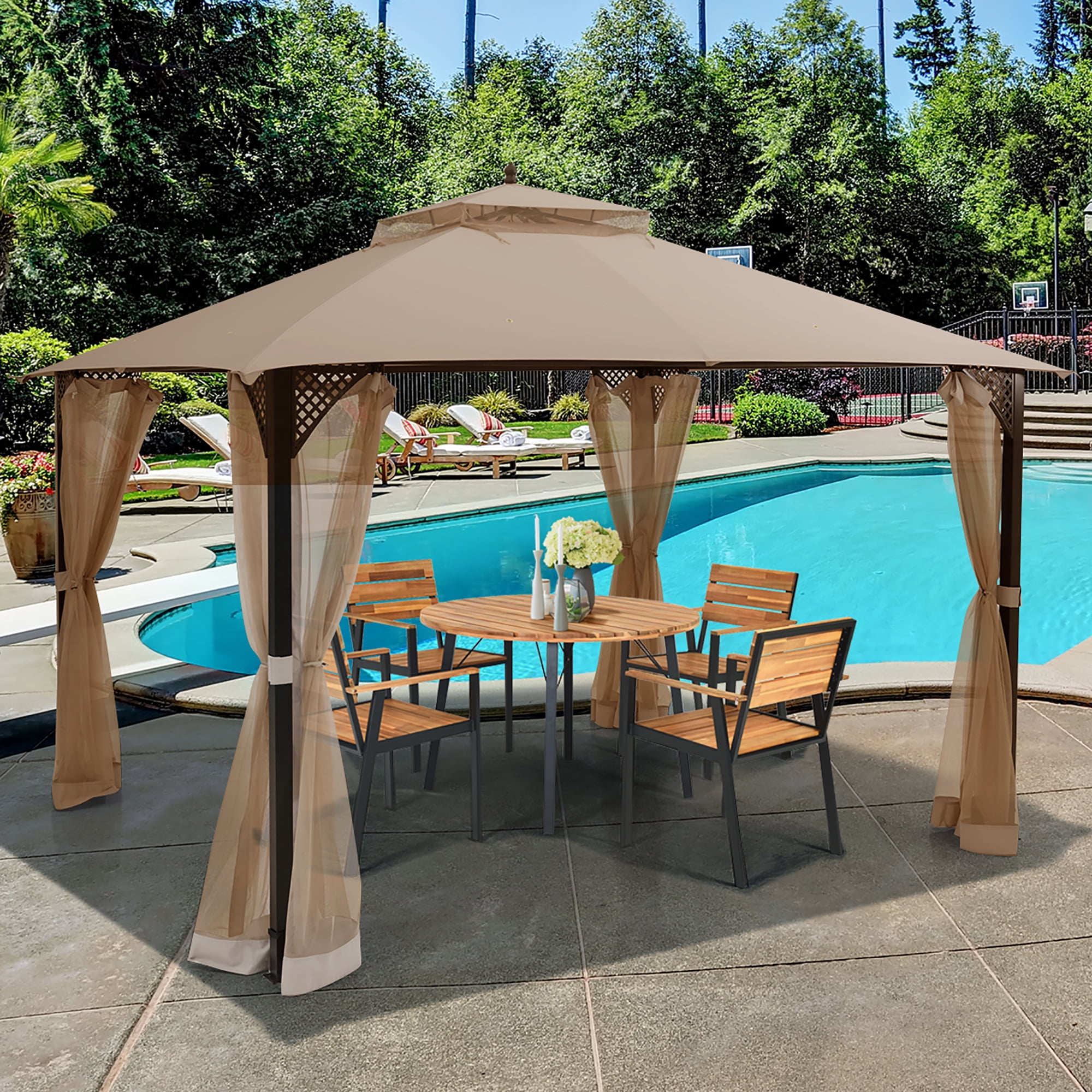 Costway 12' x 10' Outdoor Patio Gazebo Canopy Shelter Double Top ... - C6ee84ca 06ff 4513 Ac80 62be02eb91f6.260124DD8a475213379e4085e2D949D8